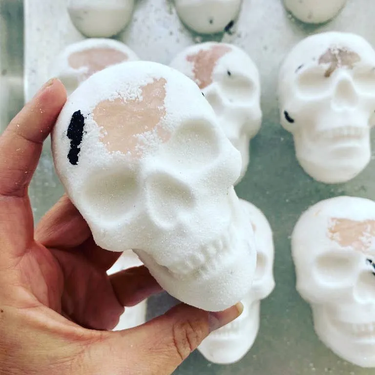 Altar Ego Skull Bath Bomb with Rose Quartz Crystal