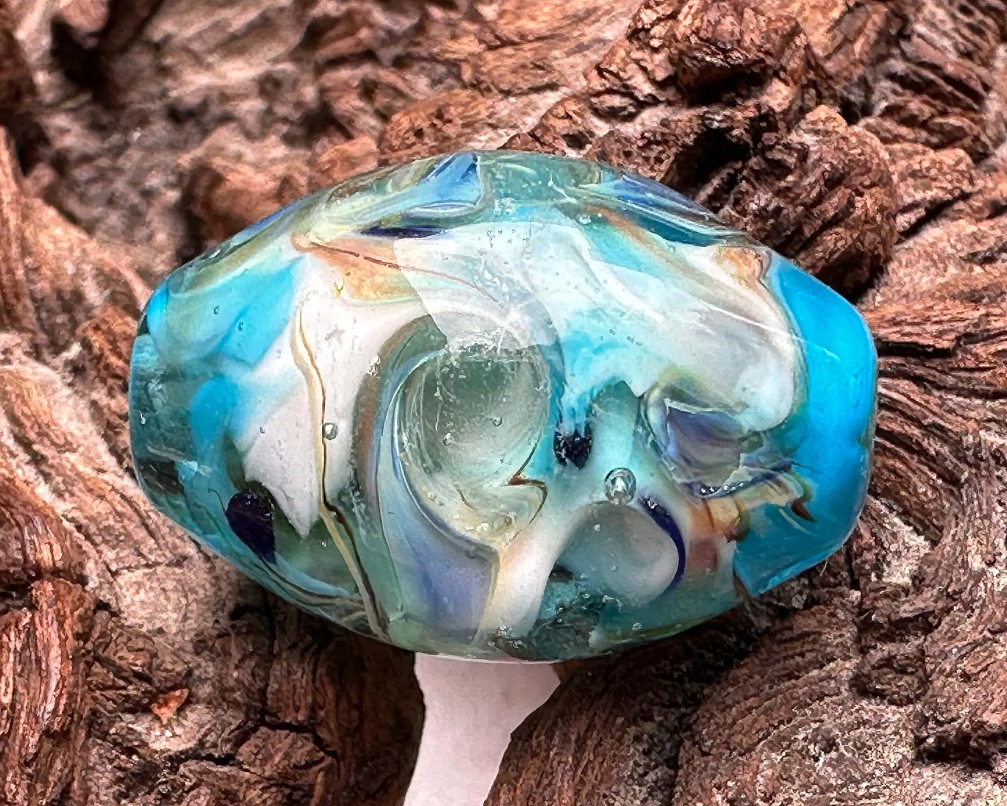 Aqua Blue Lagoon Lampwork Focal Bead SRA