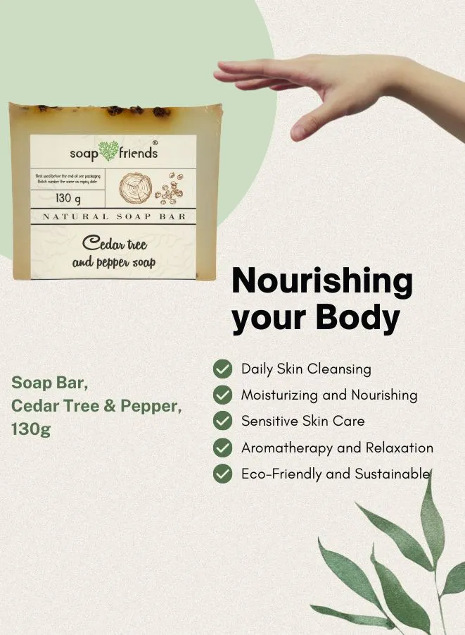 Cedar & Pepper Moisturizing Soap for Daily Moisture and Cleansing Purpose | Captivating 130g Cedar Aroma Soap Bar
