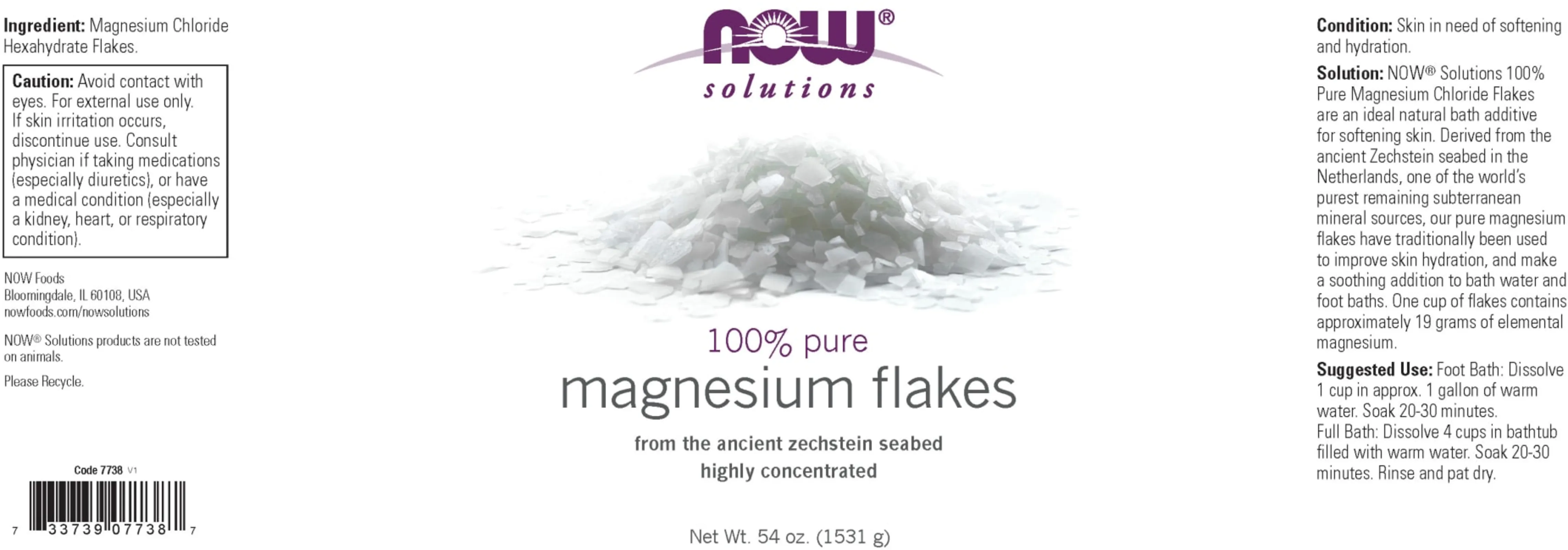 Now Solutions Magnesium Flakes 54oz