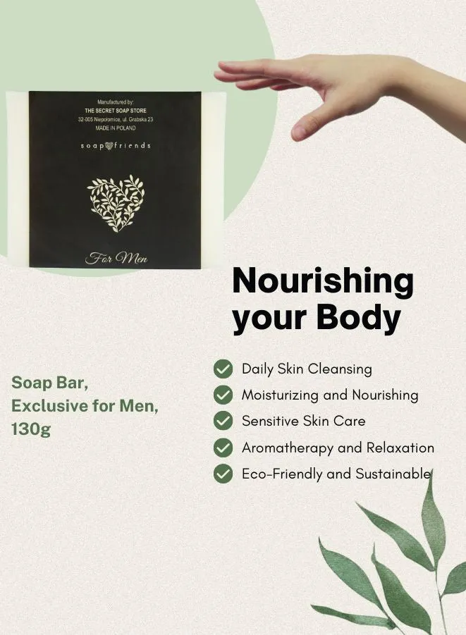 Premium Soap Bar for Men | 130g Musk Natural Soap for Daily Cleansing with Elegant Aroma by Soap&Friends