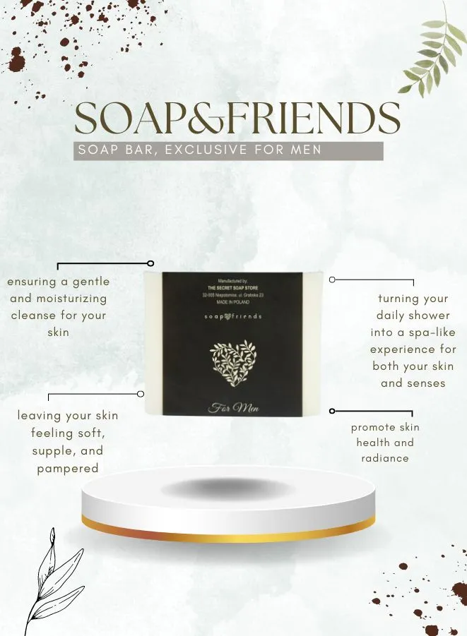 Premium Soap Bar for Men | 130g Musk Natural Soap for Daily Cleansing with Elegant Aroma by Soap&Friends